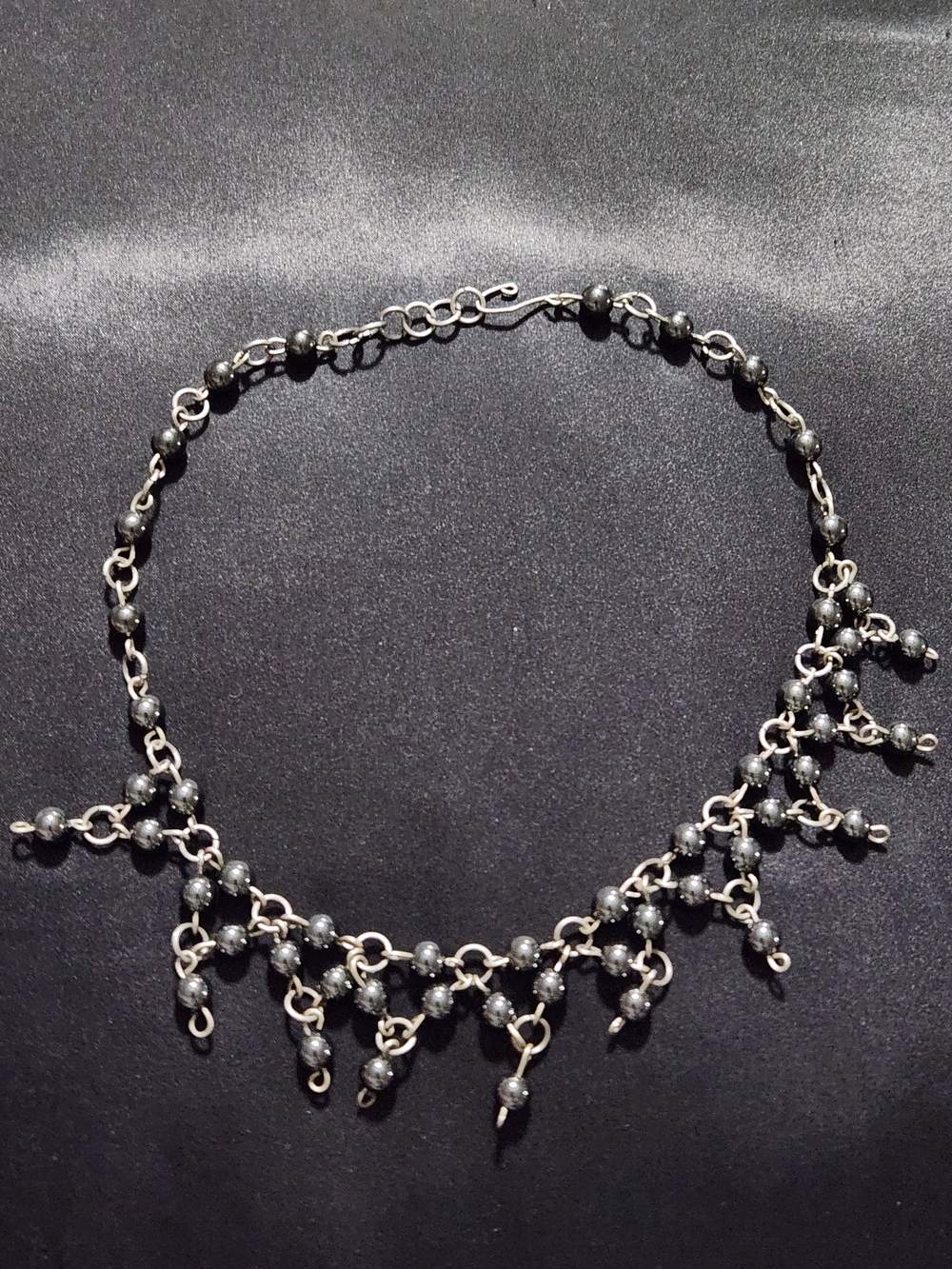 Delicate Black Hematite Beaded Fringe Choker - Women Jewelry